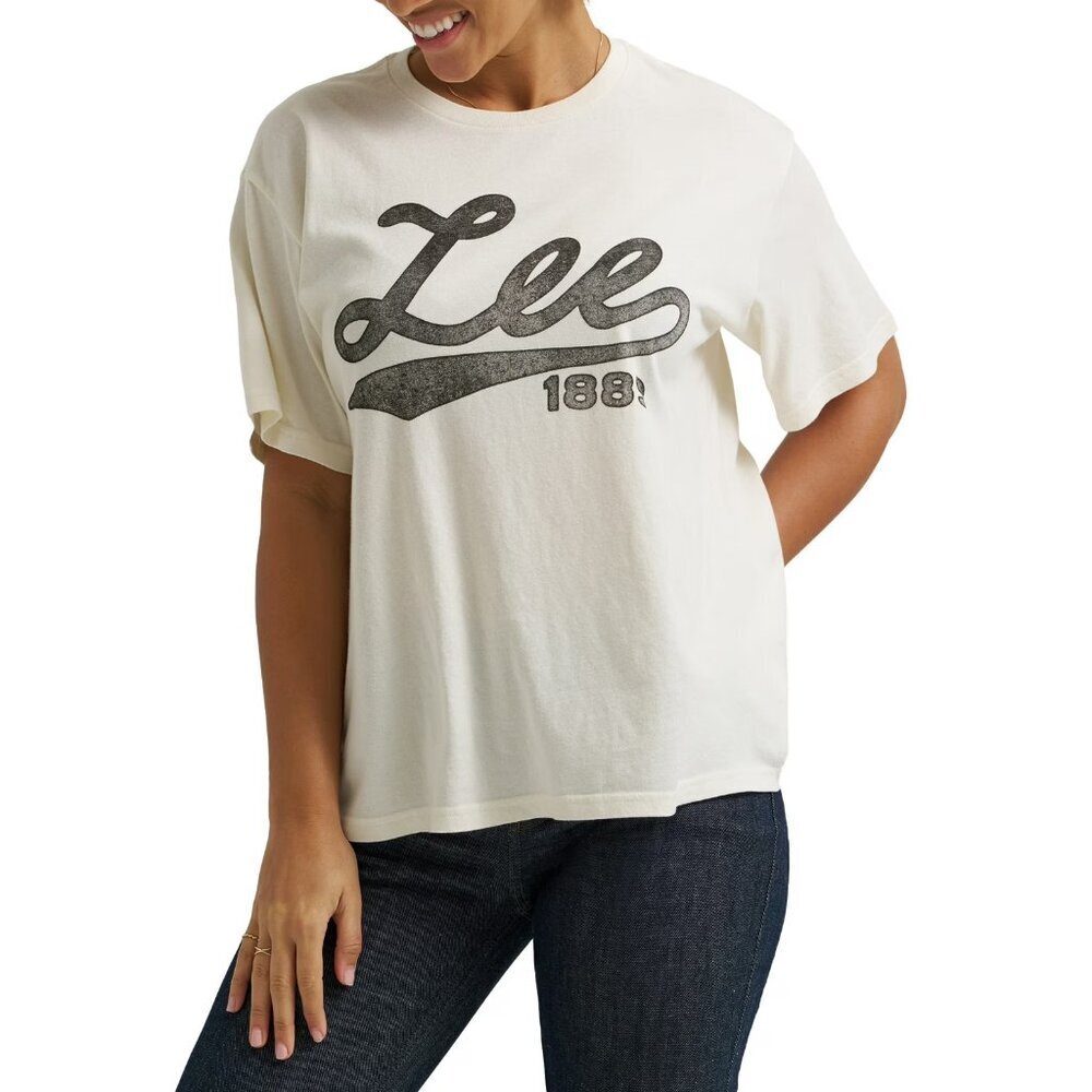 Lee Women's Logo Tee, Size 3XL, Girlfriend Fit, Relaxed, Lightweight, Cream - Picture 2 of 4